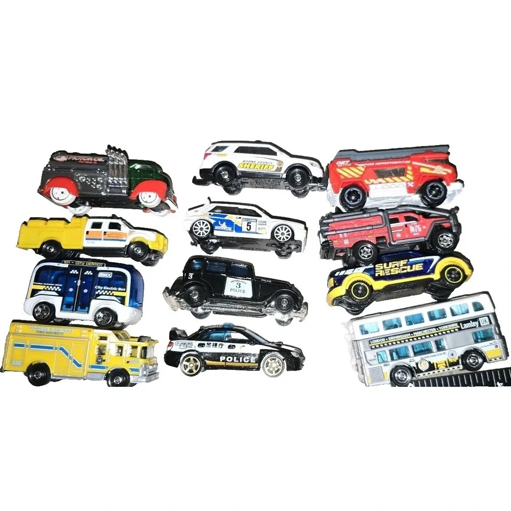 Fire City Recue double decker Lot Of 12  Assorted Loose Hot Wheels Matchbox  Euc